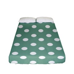 Mint Green Polka Dots Fitted Sheet (full/ Double Size) by GardenOfOphir