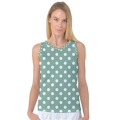 Mint Green Polka Dots Women s Basketball Tank Top by GardenOfOphir