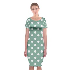 Mint Green Polka Dots Classic Short Sleeve Midi Dress by GardenOfOphir