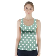 Mint Green Polka Dots Racer Back Sports Top by GardenOfOphir