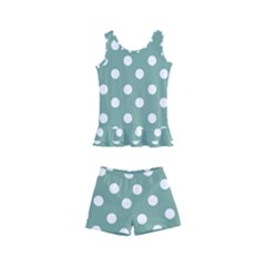 Mint Green Polka Dots Kids  Boyleg Swimsuit by GardenOfOphir