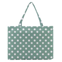 Mint Green Polka Dots Zipper Medium Tote Bag by GardenOfOphir