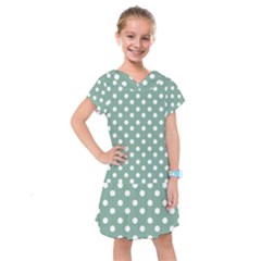 Mint Green Polka Dots Kids  Drop Waist Dress by GardenOfOphir