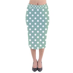 Mint Green Polka Dots Velvet Midi Pencil Skirt by GardenOfOphir