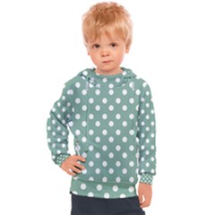 Mint Green Polka Dots Kids  Hooded Pullover by GardenOfOphir