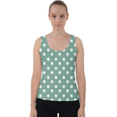 Mint Green Polka Dots Velvet Tank Top by GardenOfOphir