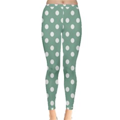 Mint Green Polka Dots Inside Out Leggings by GardenOfOphir