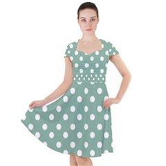 Mint Green Polka Dots Cap Sleeve Midi Dress