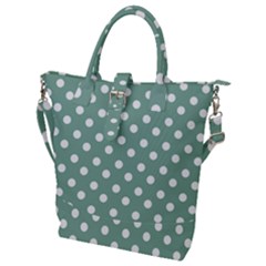 Mint Green Polka Dots Buckle Top Tote Bag by GardenOfOphir