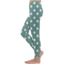 Mint Green Polka Dots Kids  Lightweight Velour Leggings View2