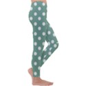 Mint Green Polka Dots Kids  Lightweight Velour Leggings View3