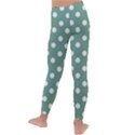 Mint Green Polka Dots Kids  Lightweight Velour Leggings View4