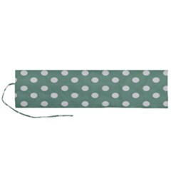 Mint Green Polka Dots Roll Up Canvas Pencil Holder (l) by GardenOfOphir