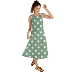 Mint Green Polka Dots Summer Maxi Dress by GardenOfOphir