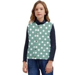 Mint Green Polka Dots Kid s Short Button Up Puffer Vest	 by GardenOfOphir