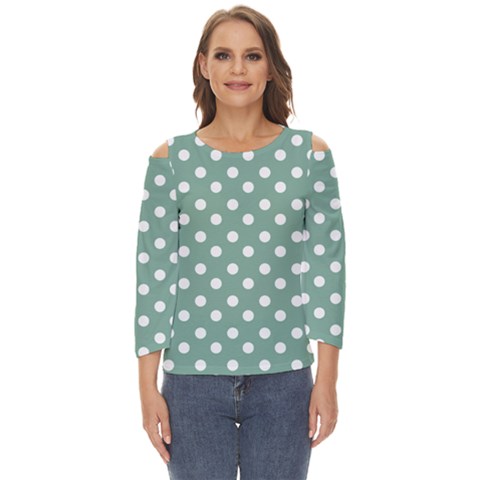 Mint Green Polka Dots Cut Out Wide Sleeve Top by GardenOfOphir