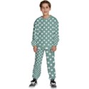 Mint Green Polka Dots Kids  Sweatshirt set View1