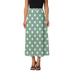 Mint Green Polka Dots Classic Midi Chiffon Skirt by GardenOfOphir