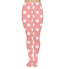 Coral And White Polka Dots Tights by GardenOfOphir