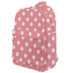 Coral And White Polka Dots Classic Backpack by GardenOfOphir