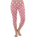 Coral And White Polka Dots Capri Yoga Leggings View1