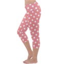 Coral And White Polka Dots Capri Yoga Leggings View2