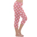 Coral And White Polka Dots Capri Yoga Leggings View3