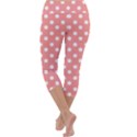 Coral And White Polka Dots Capri Yoga Leggings View4