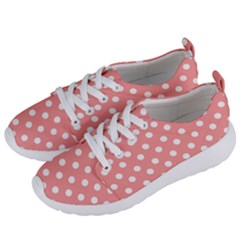 Coral And White Polka Dots Women s Lightweight Sports Shoes by GardenOfOphir