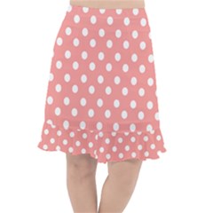 Coral And White Polka Dots Fishtail Chiffon Skirt by GardenOfOphir