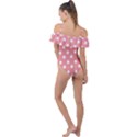 Coral And White Polka Dots Frill Detail One Piece Swimsuit View2