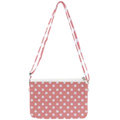 Coral And White Polka Dots Double Gusset Crossbody Bag by GardenOfOphir