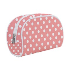 Coral And White Polka Dots Make Up Case (small) by GardenOfOphir