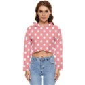 Coral And White Polka Dots Women s Lightweight Cropped Hoodie View1