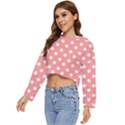 Coral And White Polka Dots Women s Lightweight Cropped Hoodie View2