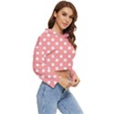 Coral And White Polka Dots Women s Lightweight Cropped Hoodie View3