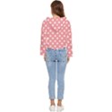 Coral And White Polka Dots Women s Lightweight Cropped Hoodie View4