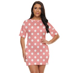 Coral And White Polka Dots Just Threw It On Dress by GardenOfOphir