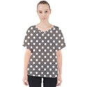 Brown And White Polka Dots V-Neck Dolman Drape Top View1