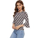 Brown And White Polka Dots Bell Sleeve Top View2