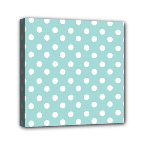 Blue And White Polka Dots Mini Canvas 6  X 6  (stretched) by GardenOfOphir