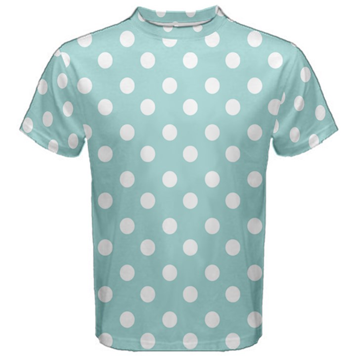 Blue And White Polka Dots Men s Cotton Tee