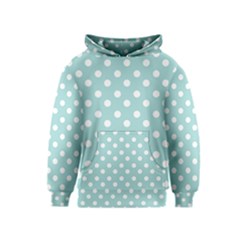 Blue And White Polka Dots Kids  Pullover Hoodie by GardenOfOphir