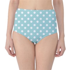 Blue And White Polka Dots Classic High-waist Bikini Bottoms by GardenOfOphir