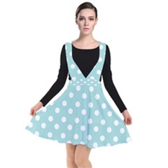 Blue And White Polka Dots Plunge Pinafore Dress by GardenOfOphir