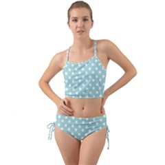 Blue And White Polka Dots Mini Tank Bikini Set by GardenOfOphir