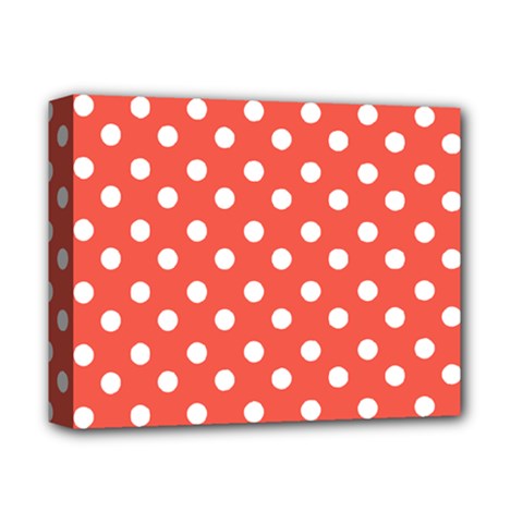 Indian Red Polka Dots Deluxe Canvas 14  X 11  (stretched) by GardenOfOphir