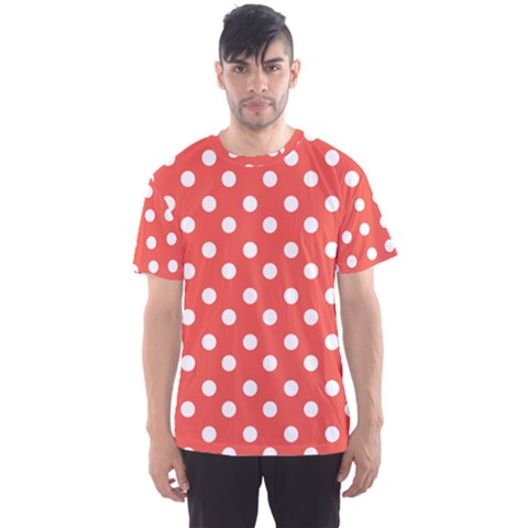 Indian Red Polka Dots Men s Sport Mesh Tee by GardenOfOphir