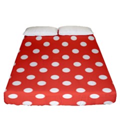 Indian Red Polka Dots Fitted Sheet (queen Size) by GardenOfOphir