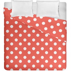 Indian Red Polka Dots Duvet Cover Double Side (king Size) by GardenOfOphir